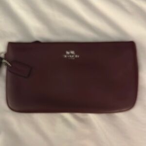 Coach Burgundy Leather Clutch Wristlet